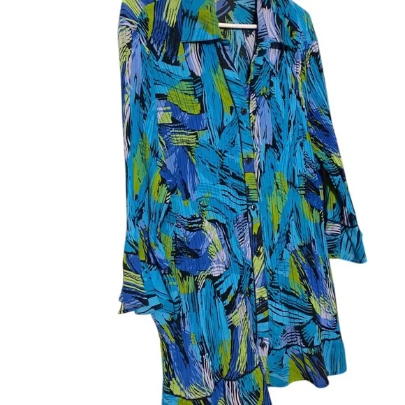 Maggie Barnes Button Up Top Women’s 1X 18/20 Accordion Pleat Bell Sleeve BoHo - Picture 5 of 16